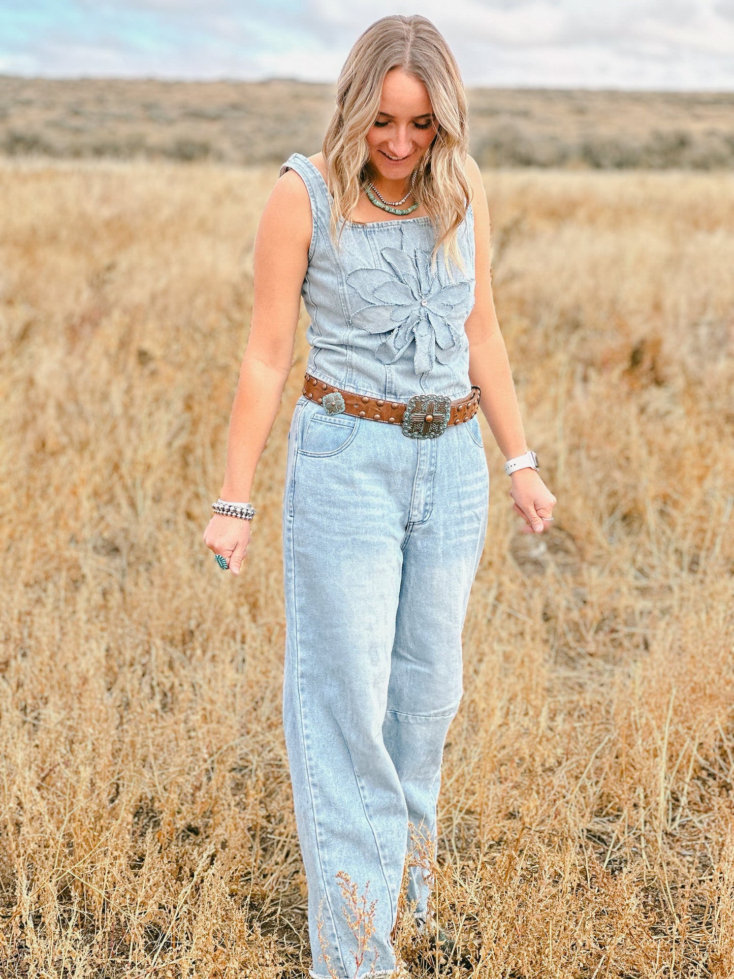 Wildflower Washed Denim Top
