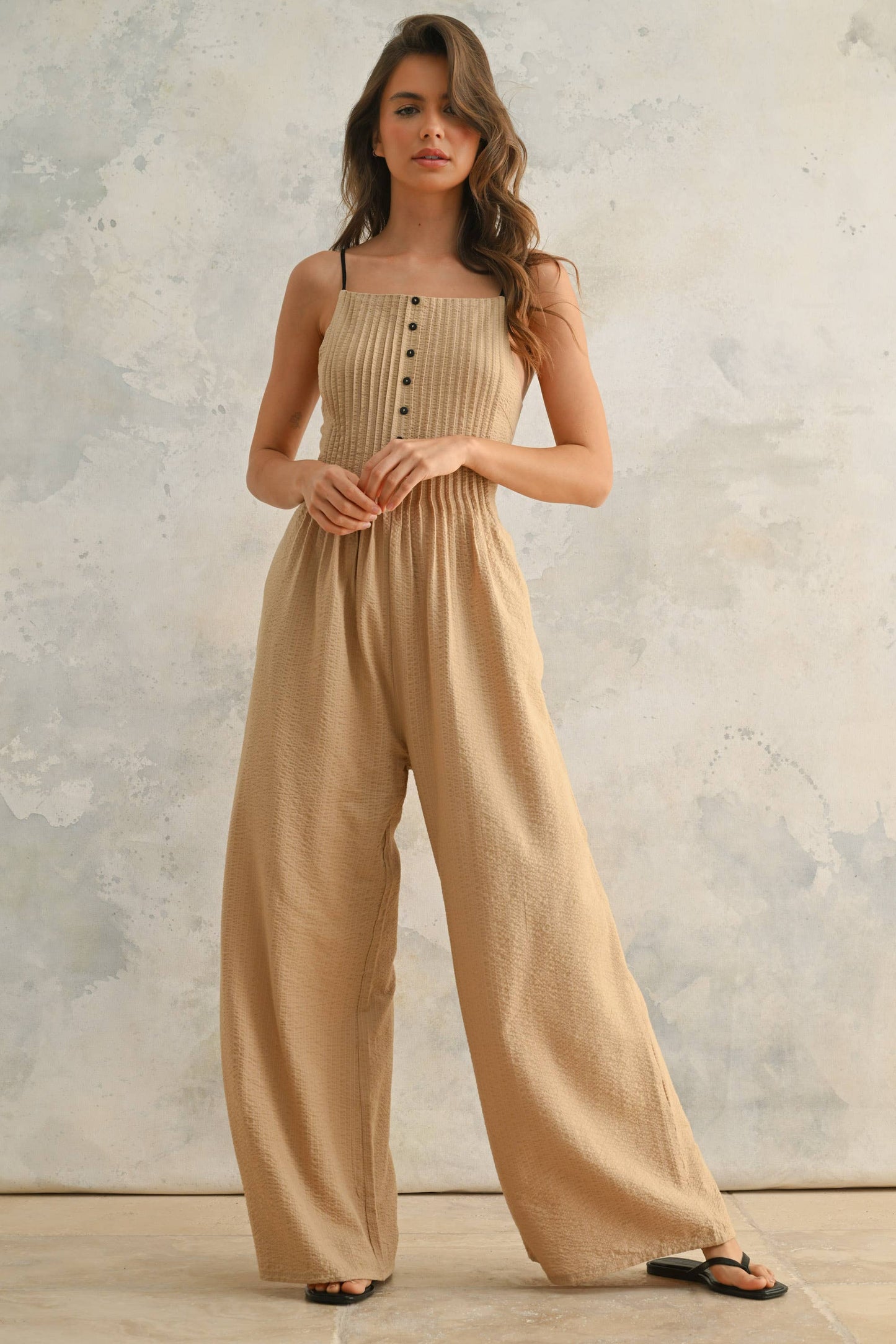 CRINKLED FABRIC JUMPSUIT