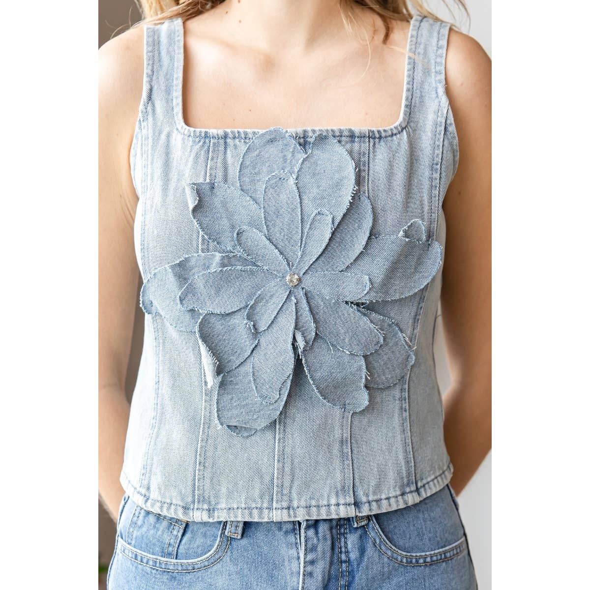 Wildflower Washed Denim Top