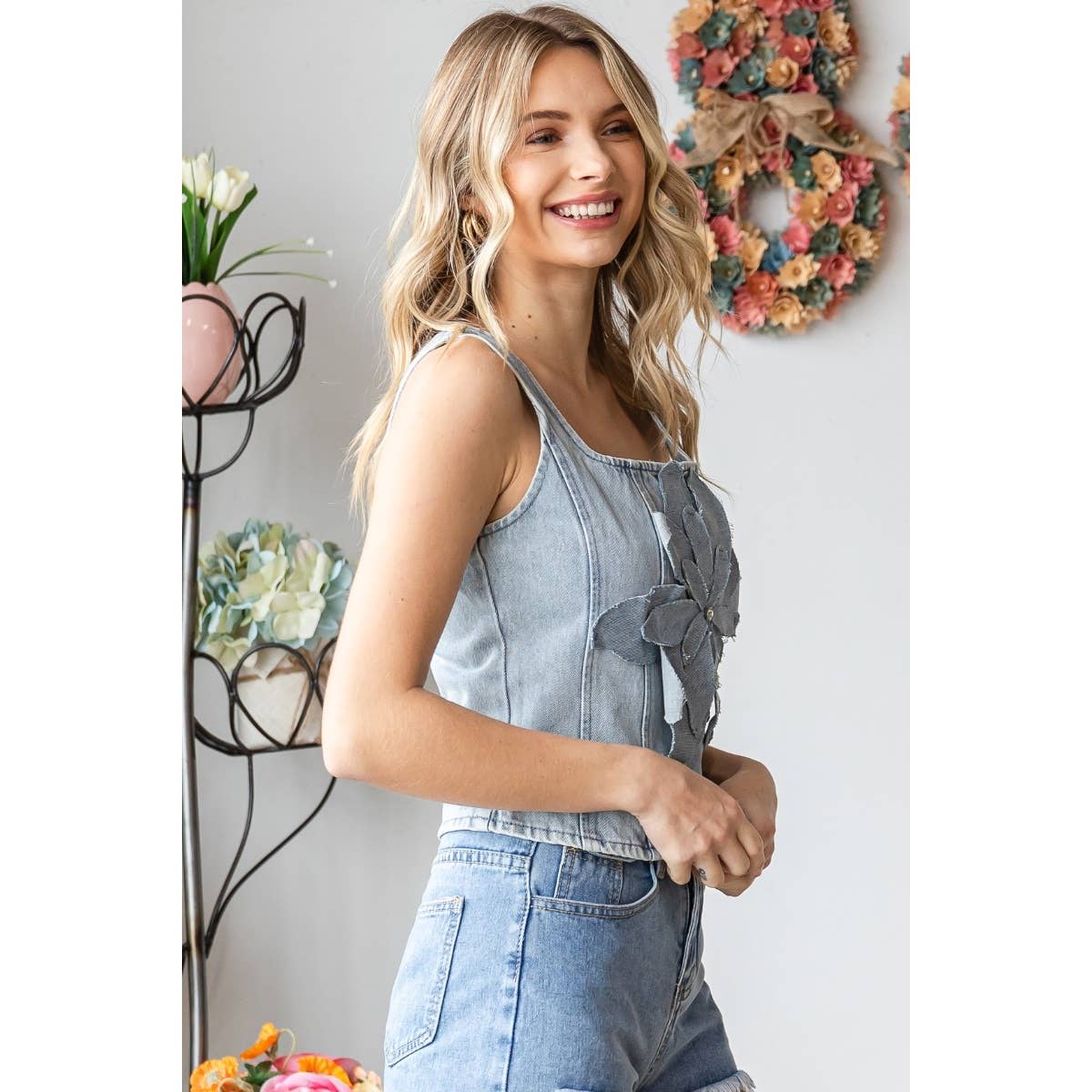 Wildflower Washed Denim Top