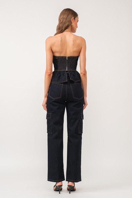 Denim Cargo Pants